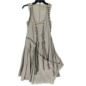 ALL SAINTS Dress~4 Grey Fit&Flare Lace-Up Studded Puff-Asymmetric Layers”Aemilla